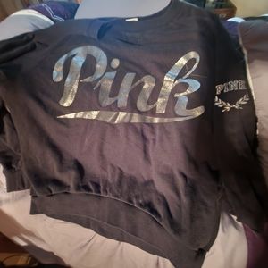 PINK sweatshirt large black with silver PINK